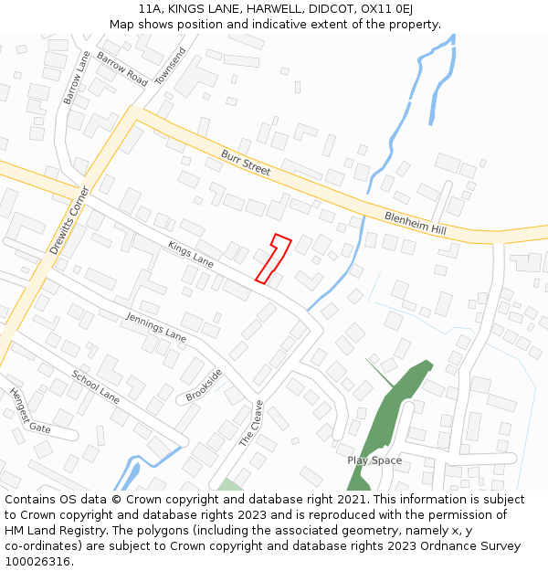 11A, KINGS LANE, HARWELL, DIDCOT, OX11 0EJ: Location map and indicative extent of plot