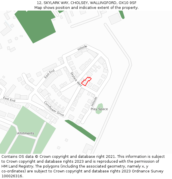 12, SKYLARK WAY, CHOLSEY, WALLINGFORD, OX10 9SF: Location map and indicative extent of plot