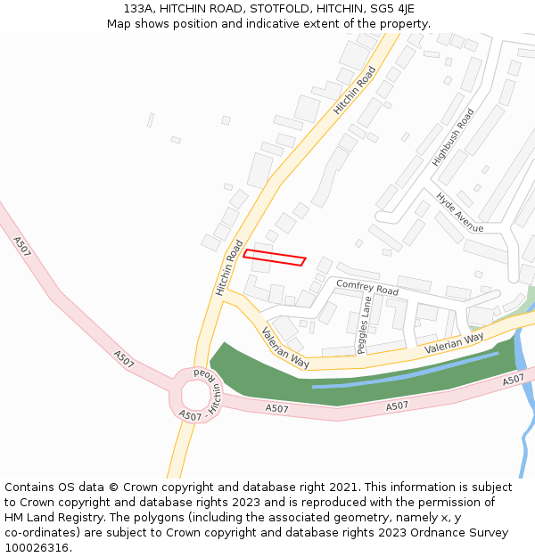 133A, HITCHIN ROAD, STOTFOLD, HITCHIN, SG5 4JE: Location map and indicative extent of plot