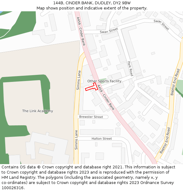 144B, CINDER BANK, DUDLEY, DY2 9BW: Location map and indicative extent of plot
