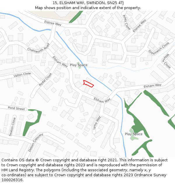 15, ELSHAM WAY, SWINDON, SN25 4TJ: Location map and indicative extent of plot