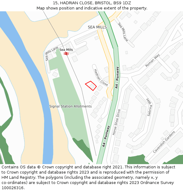 15, HADRIAN CLOSE, BRISTOL, BS9 1DZ: Location map and indicative extent of plot