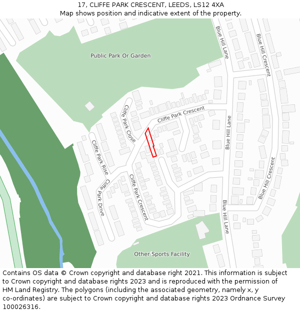 17, CLIFFE PARK CRESCENT, LEEDS, LS12 4XA: Location map and indicative extent of plot