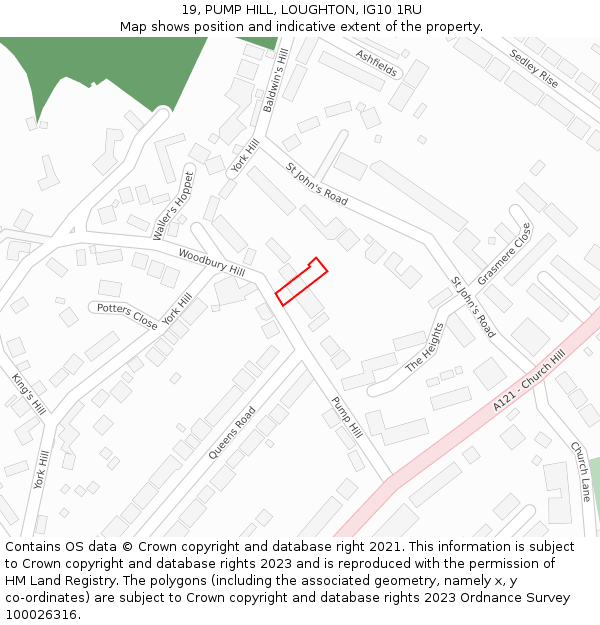 19, PUMP HILL, LOUGHTON, IG10 1RU: Location map and indicative extent of plot