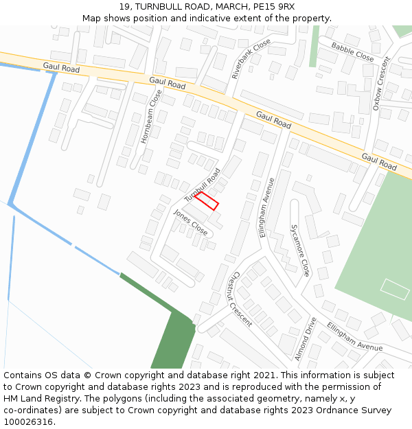 19, TURNBULL ROAD, MARCH, PE15 9RX: Location map and indicative extent of plot