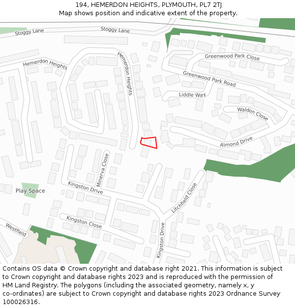 194, HEMERDON HEIGHTS, PLYMOUTH, PL7 2TJ: Location map and indicative extent of plot