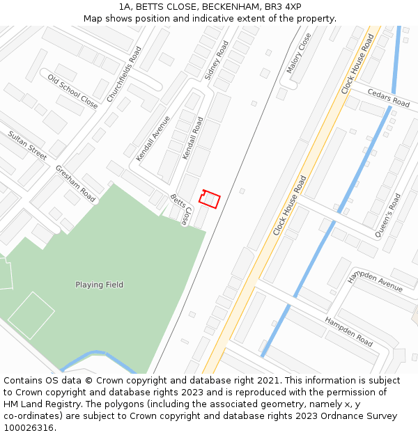1A, BETTS CLOSE, BECKENHAM, BR3 4XP: Location map and indicative extent of plot