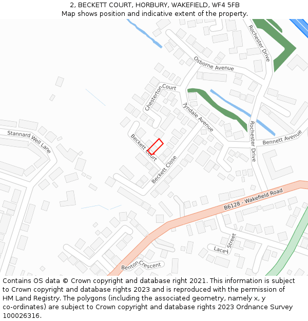 2, BECKETT COURT, HORBURY, WAKEFIELD, WF4 5FB: Location map and indicative extent of plot