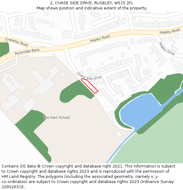 2, CHASE SIDE DRIVE, RUGELEY, WS15 2FL: Location map and indicative extent of plot