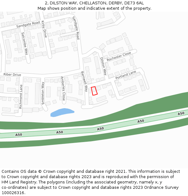 2, DILSTON WAY, CHELLASTON, DERBY, DE73 6AL: Location map and indicative extent of plot