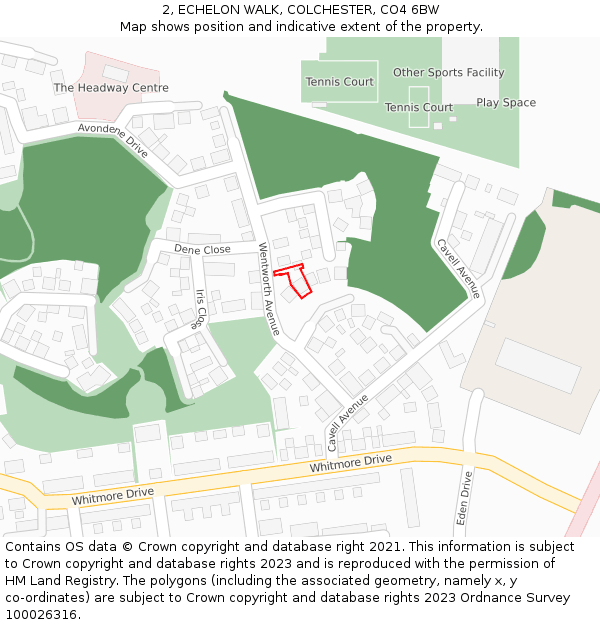 2, ECHELON WALK, COLCHESTER, CO4 6BW: Location map and indicative extent of plot