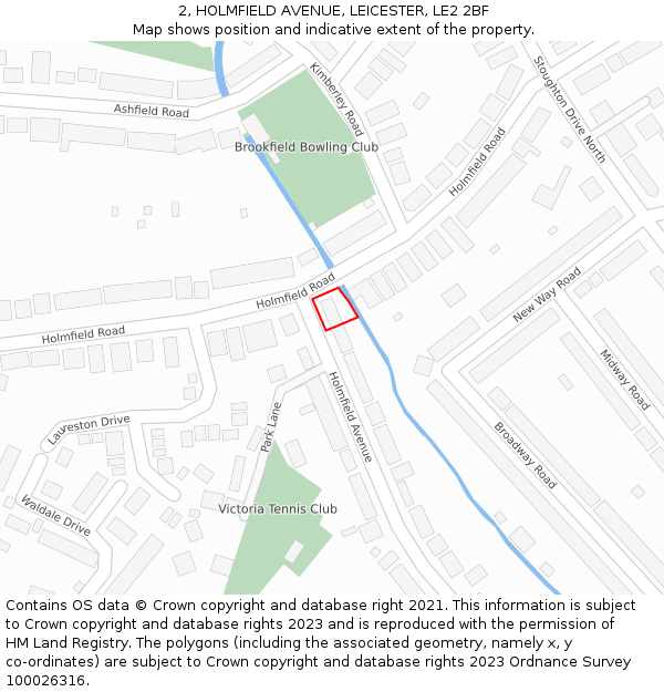 2, HOLMFIELD AVENUE, LEICESTER, LE2 2BF: Location map and indicative extent of plot