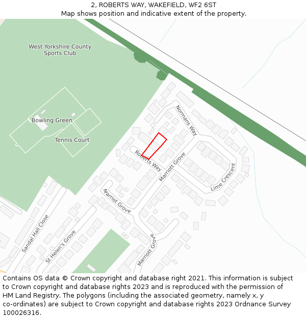 2, ROBERTS WAY, WAKEFIELD, WF2 6ST: Location map and indicative extent of plot