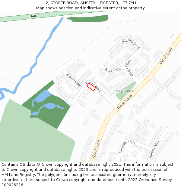 2, STORER ROAD, ANSTEY, LEICESTER, LE7 7YH: Location map and indicative extent of plot