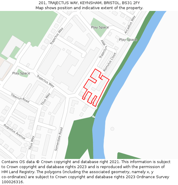 201, TRAJECTUS WAY, KEYNSHAM, BRISTOL, BS31 2FY: Location map and indicative extent of plot