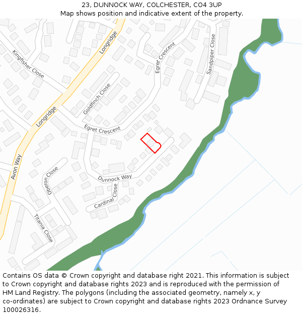 23, DUNNOCK WAY, COLCHESTER, CO4 3UP: Location map and indicative extent of plot