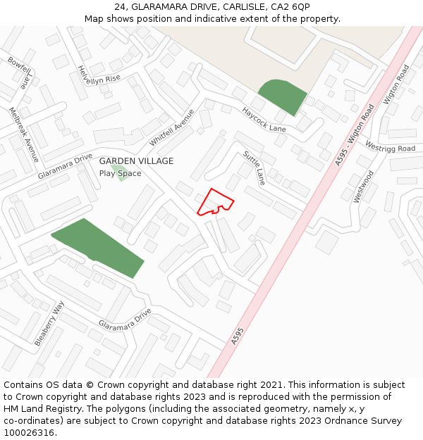 24, GLARAMARA DRIVE, CARLISLE, CA2 6QP: Location map and indicative extent of plot