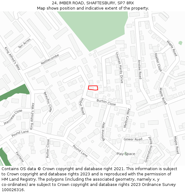 24, IMBER ROAD, SHAFTESBURY, SP7 8RX: Location map and indicative extent of plot