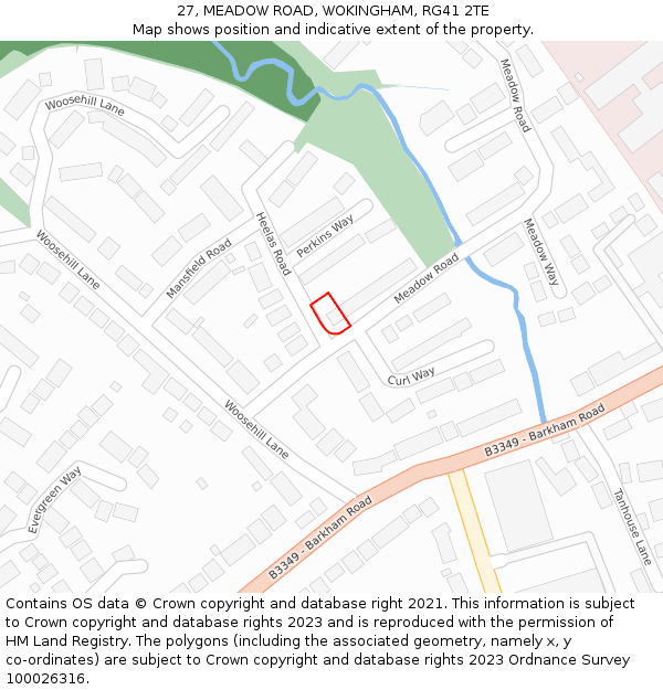 27, MEADOW ROAD, WOKINGHAM, RG41 2TE: Location map and indicative extent of plot