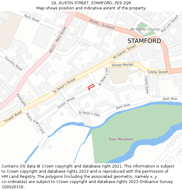 29, AUSTIN STREET, STAMFORD, PE9 2QR: Location map and indicative extent of plot