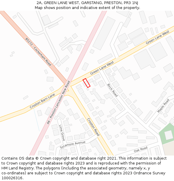 2A, GREEN LANE WEST, GARSTANG, PRESTON, PR3 1NJ: Location map and indicative extent of plot