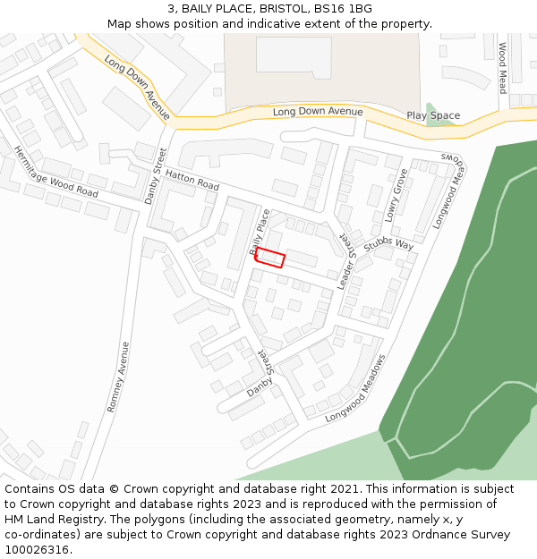 3, BAILY PLACE, BRISTOL, BS16 1BG: Location map and indicative extent of plot