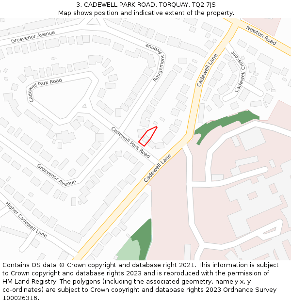 3, CADEWELL PARK ROAD, TORQUAY, TQ2 7JS: Location map and indicative extent of plot