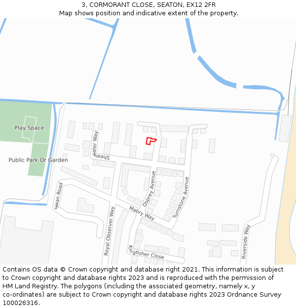 3, CORMORANT CLOSE, SEATON, EX12 2FR: Location map and indicative extent of plot