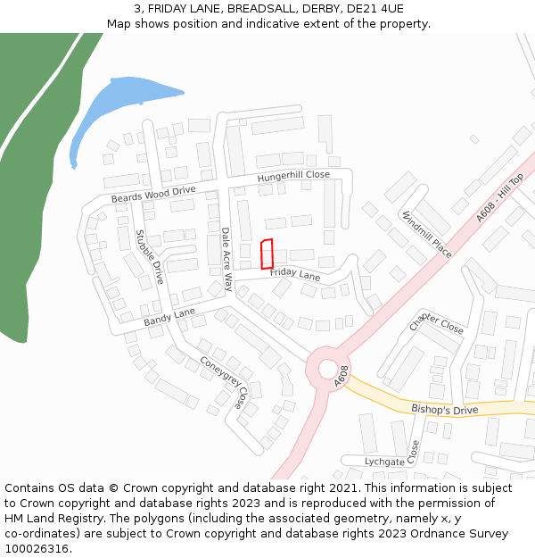 3, FRIDAY LANE, BREADSALL, DERBY, DE21 4UE: Location map and indicative extent of plot