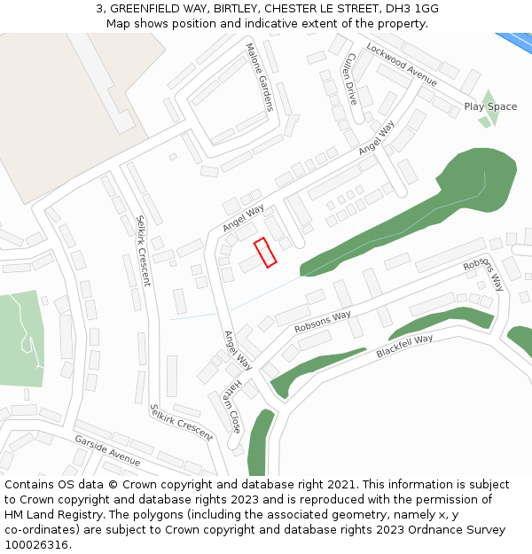 3, GREENFIELD WAY, BIRTLEY, CHESTER LE STREET, DH3 1GG: Location map and indicative extent of plot