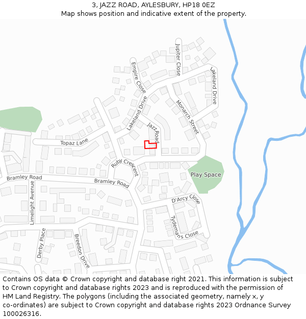 3, JAZZ ROAD, AYLESBURY, HP18 0EZ: Location map and indicative extent of plot