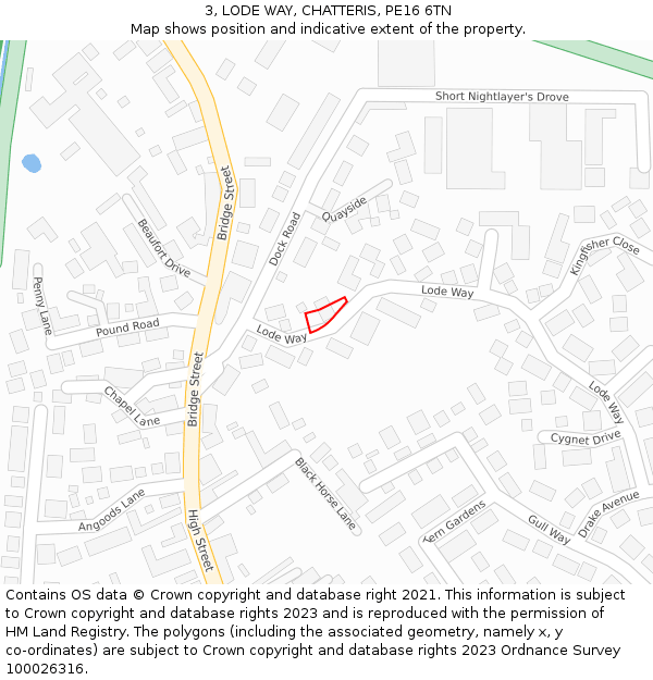 3, LODE WAY, CHATTERIS, PE16 6TN: Location map and indicative extent of plot