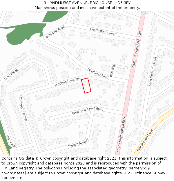 3, LYNDHURST AVENUE, BRIGHOUSE, HD6 3RY: Location map and indicative extent of plot