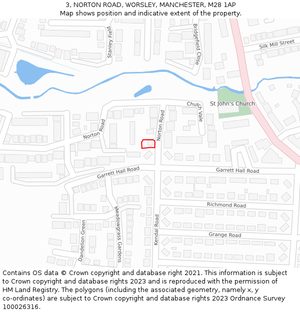 3, NORTON ROAD, WORSLEY, MANCHESTER, M28 1AP: Location map and indicative extent of plot