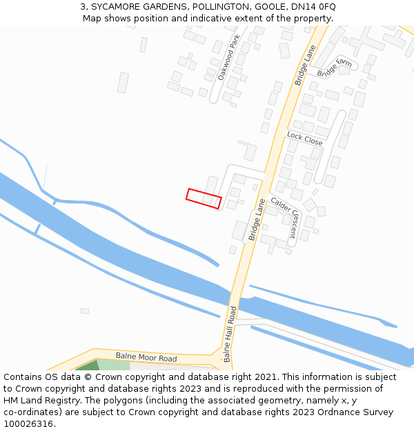 3, SYCAMORE GARDENS, POLLINGTON, GOOLE, DN14 0FQ: Location map and indicative extent of plot