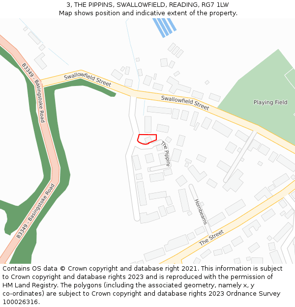 3, THE PIPPINS, SWALLOWFIELD, READING, RG7 1LW: Location map and indicative extent of plot