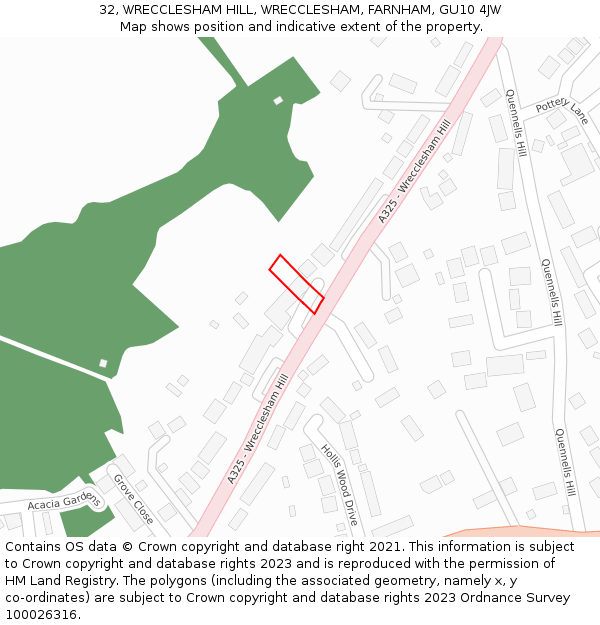 32, WRECCLESHAM HILL, WRECCLESHAM, FARNHAM, GU10 4JW: Location map and indicative extent of plot
