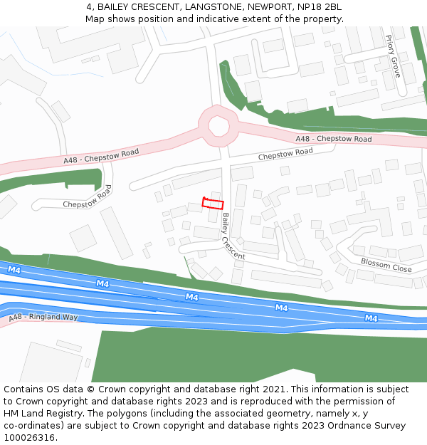 4, BAILEY CRESCENT, LANGSTONE, NEWPORT, NP18 2BL: Location map and indicative extent of plot