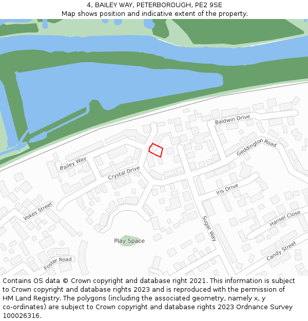 4, BAILEY WAY, PETERBOROUGH, PE2 9SE: Location map and indicative extent of plot