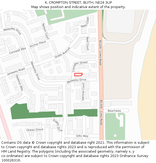 4, CROMPTON STREET, BLYTH, NE24 3UP: Location map and indicative extent of plot