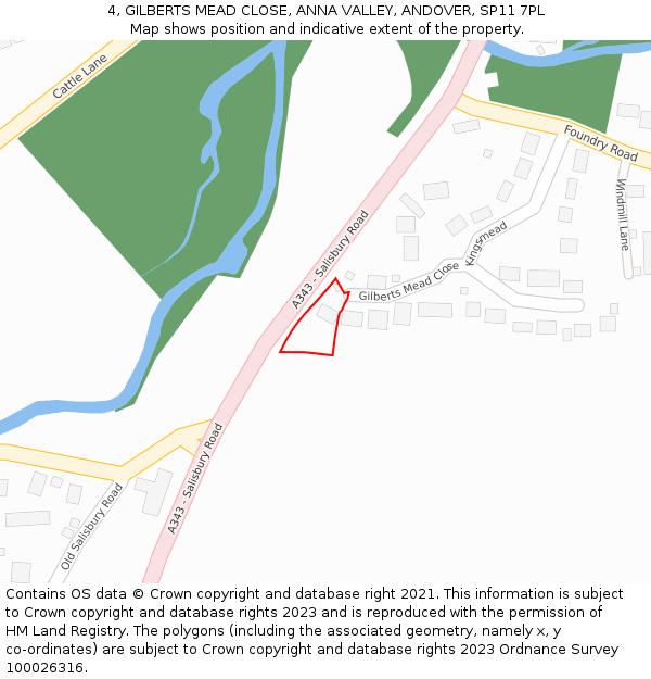 4, GILBERTS MEAD CLOSE, ANNA VALLEY, ANDOVER, SP11 7PL: Location map and indicative extent of plot