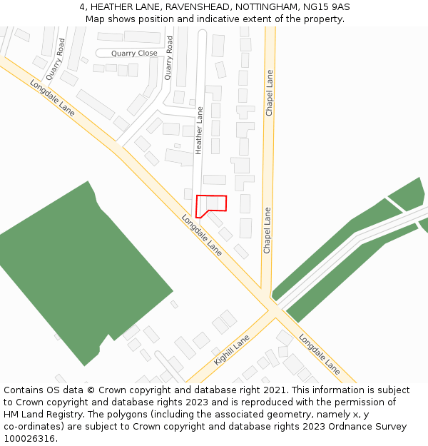 4, HEATHER LANE, RAVENSHEAD, NOTTINGHAM, NG15 9AS: Location map and indicative extent of plot
