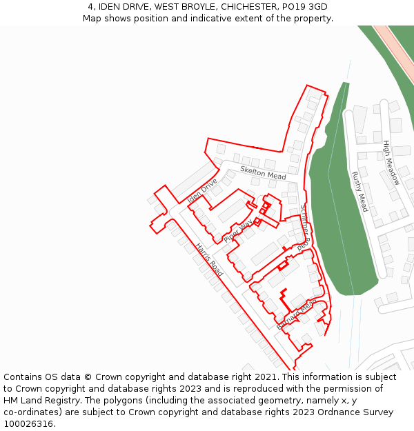 4, IDEN DRIVE, WEST BROYLE, CHICHESTER, PO19 3GD: Location map and indicative extent of plot