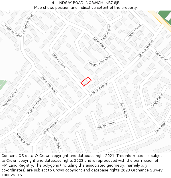 4, LINDSAY ROAD, NORWICH, NR7 8JR: Location map and indicative extent of plot
