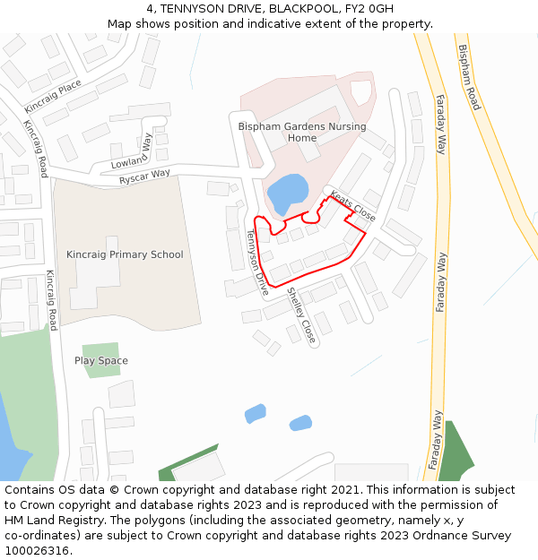 4, TENNYSON DRIVE, BLACKPOOL, FY2 0GH: Location map and indicative extent of plot