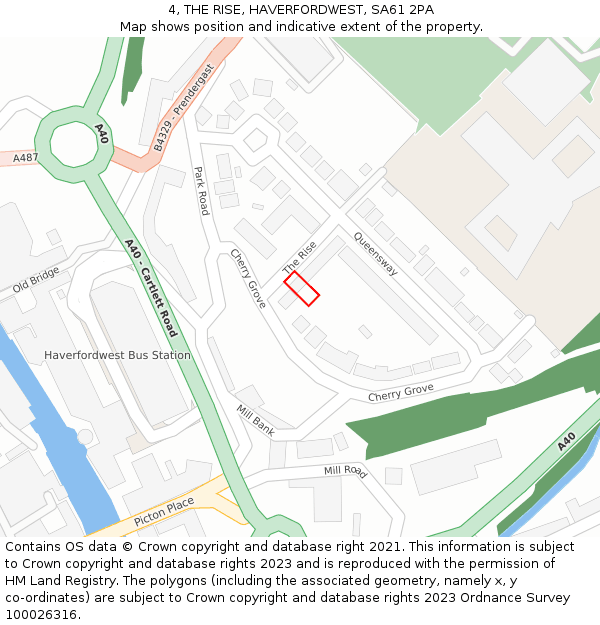 4, THE RISE, HAVERFORDWEST, SA61 2PA: Location map and indicative extent of plot