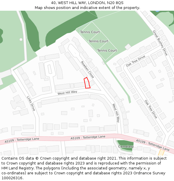40, WEST HILL WAY, LONDON, N20 8QS: Location map and indicative extent of plot