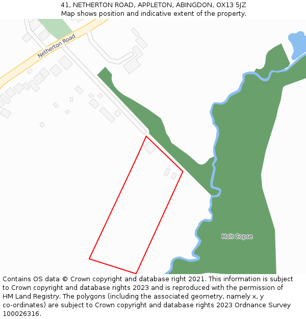 41, NETHERTON ROAD, APPLETON, ABINGDON, OX13 5JZ: Location map and indicative extent of plot
