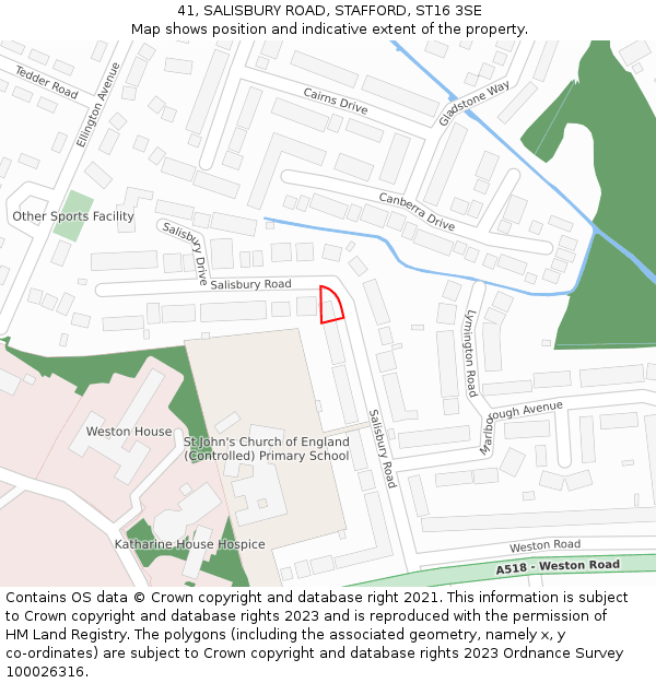 41, SALISBURY ROAD, STAFFORD, ST16 3SE: Location map and indicative extent of plot
