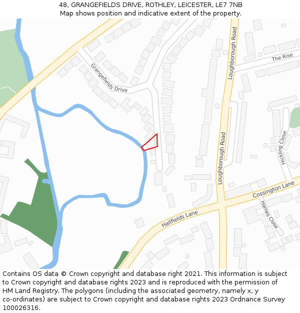48, GRANGEFIELDS DRIVE, ROTHLEY, LEICESTER, LE7 7NB: Location map and indicative extent of plot